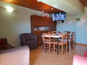 Dans le salon TV commun, vous trouverez également des livres, des jeux de société et des jeux de cartes.